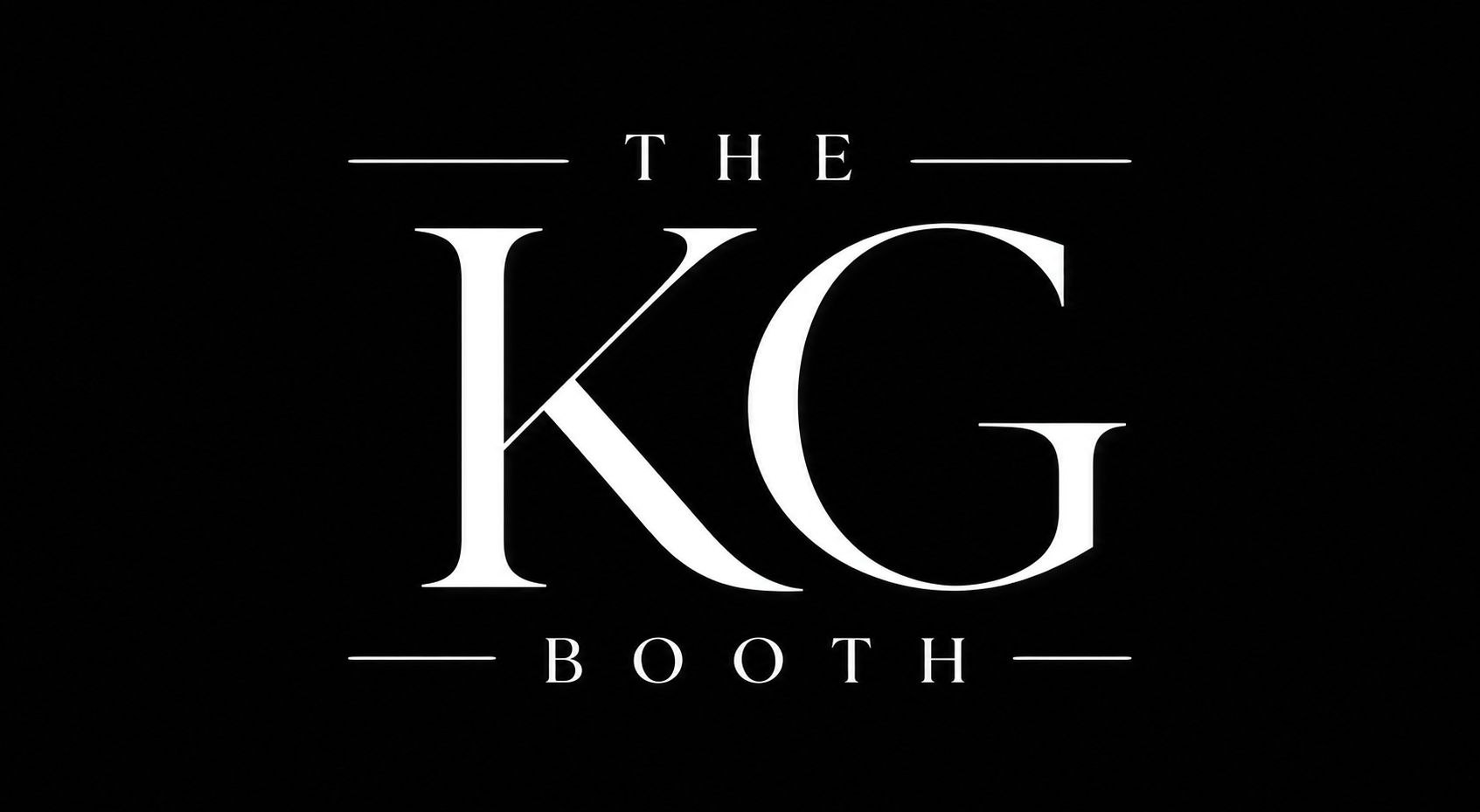 Black background, white text that says "The KG Booth"