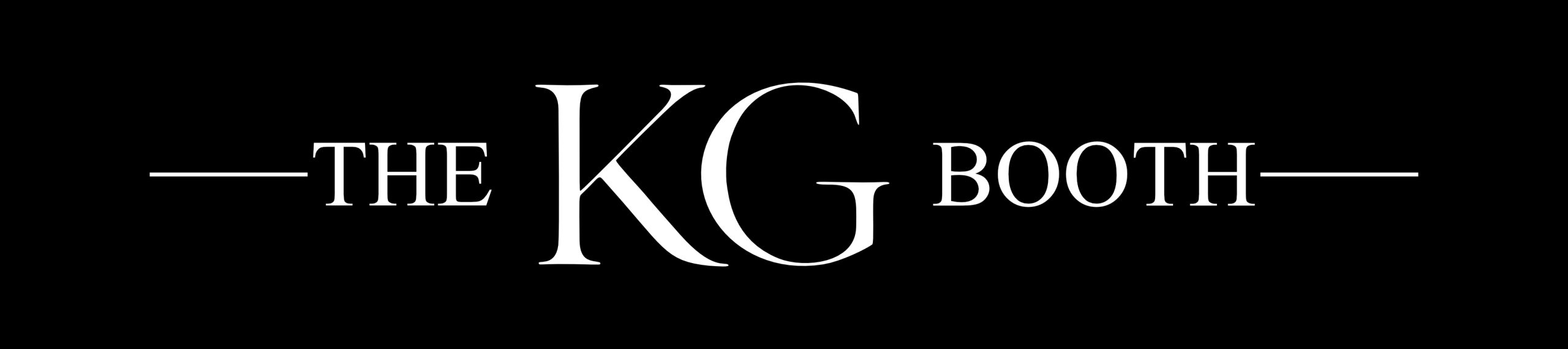 The KG Booth horizontal Black background, white text that says "The KG Booth"